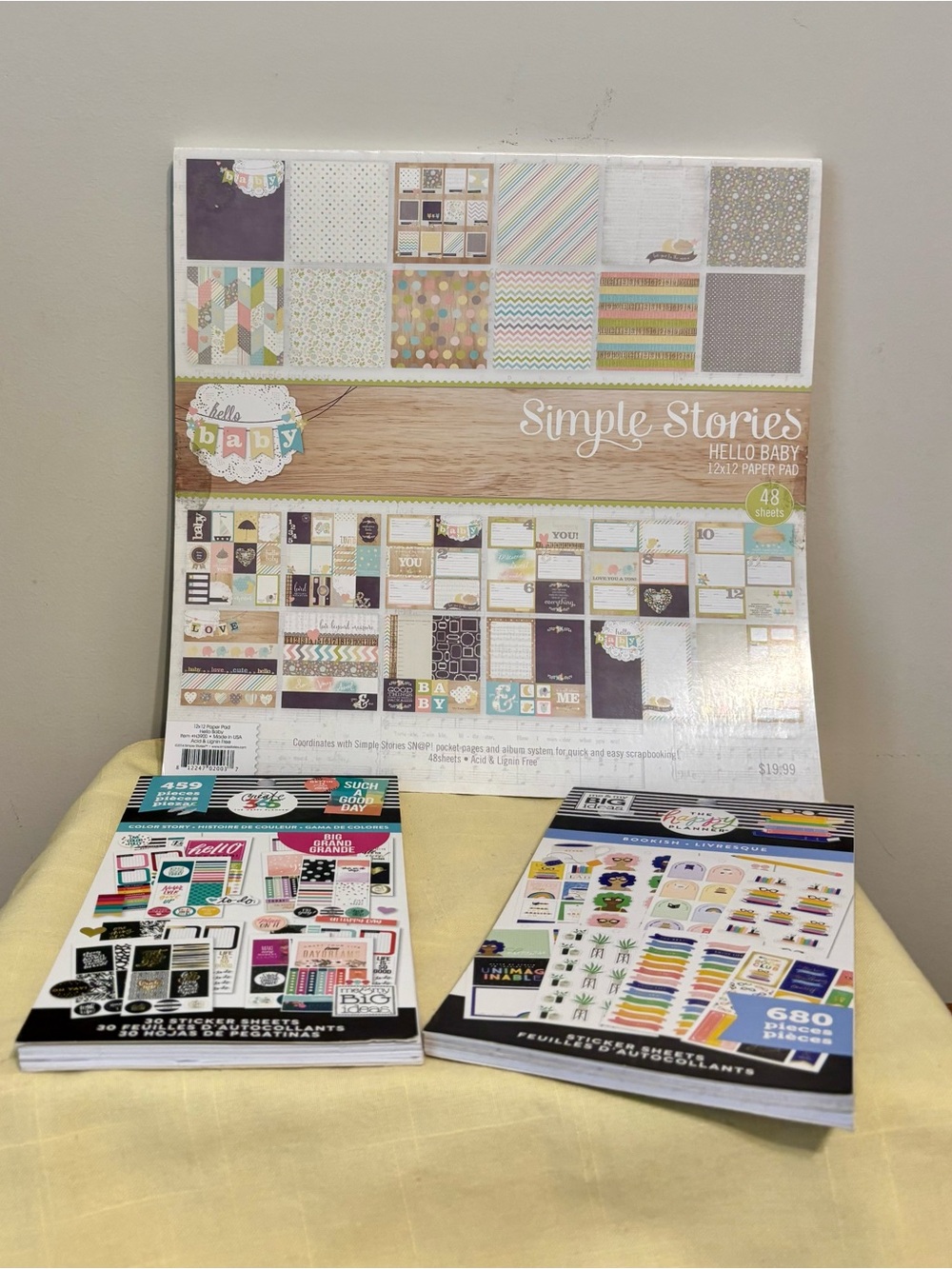 Scrapbook Paper Sticker Lot Simple Stories Happy Planner Hello Baby Bookish